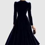 Océane - Dunkelblaue Midi Kleid