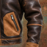 Anselmo - Warme braune Lederjacke