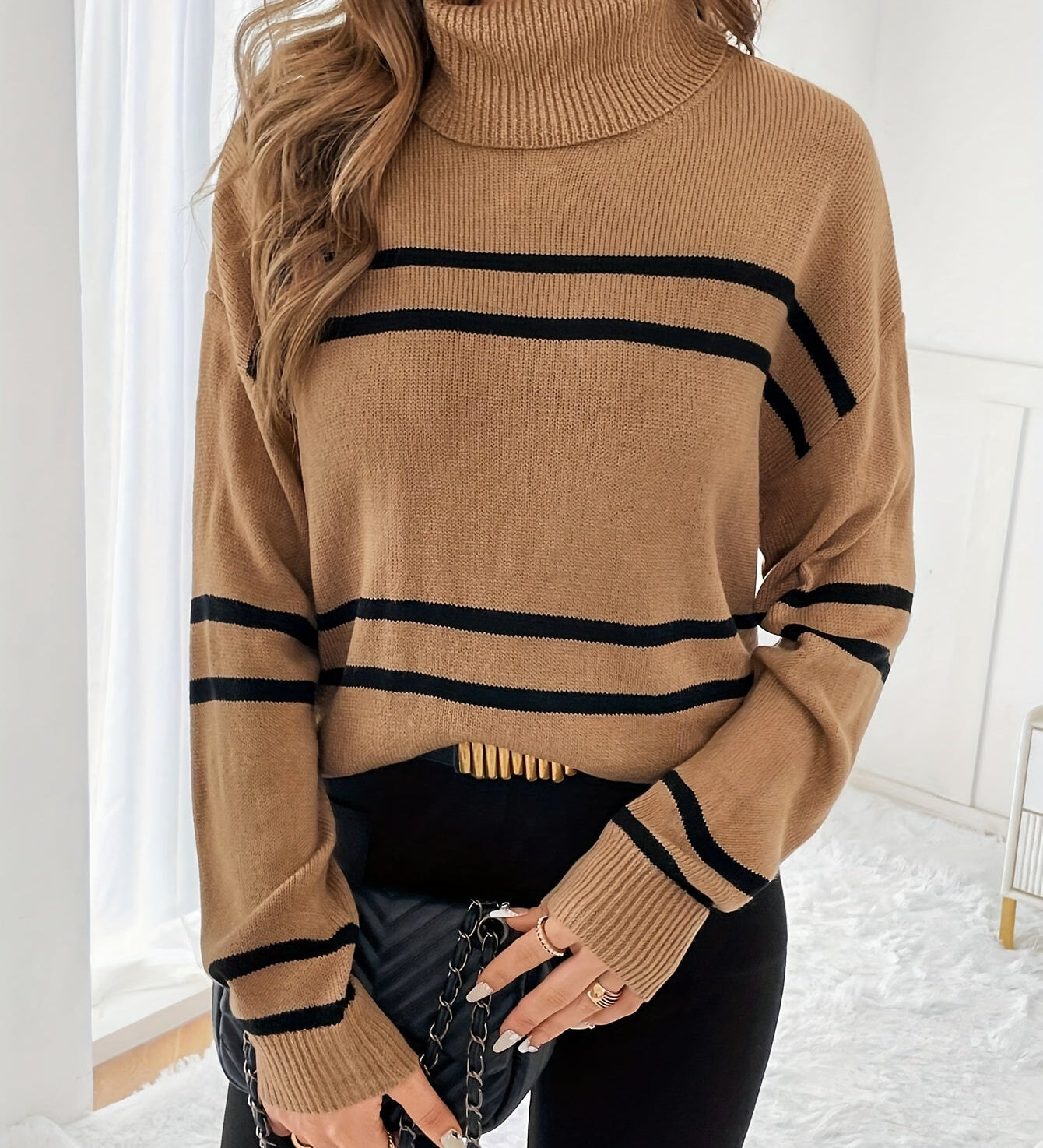 Pauline – Pullover mit hohem Kragen in Streifen