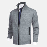 Álvaro | Strickjacke mit Stehkragen und Paspel-Details