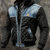 Sancho - Schwarze Daunenjacke mit Denim-Details