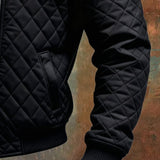 Ramiro - Schwarze gepolsterte Jacke mit Leder-Schultern