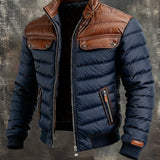 Bonifacio - Dunkelblaue gesteppte Lederjacke