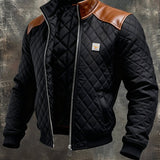 Ramiro - Schwarze gepolsterte Jacke mit Leder-Schultern