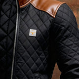 Ramiro - Schwarze gepolsterte Jacke mit Leder-Schultern