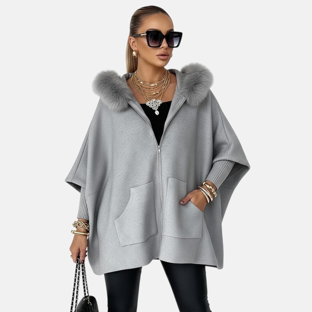 Selina - Freizeitsch jacket mit Kapuze und fellbesetztem Kragen