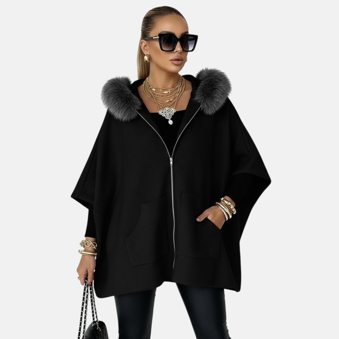 Selina - Freizeitsch jacket mit Kapuze und fellbesetztem Kragen