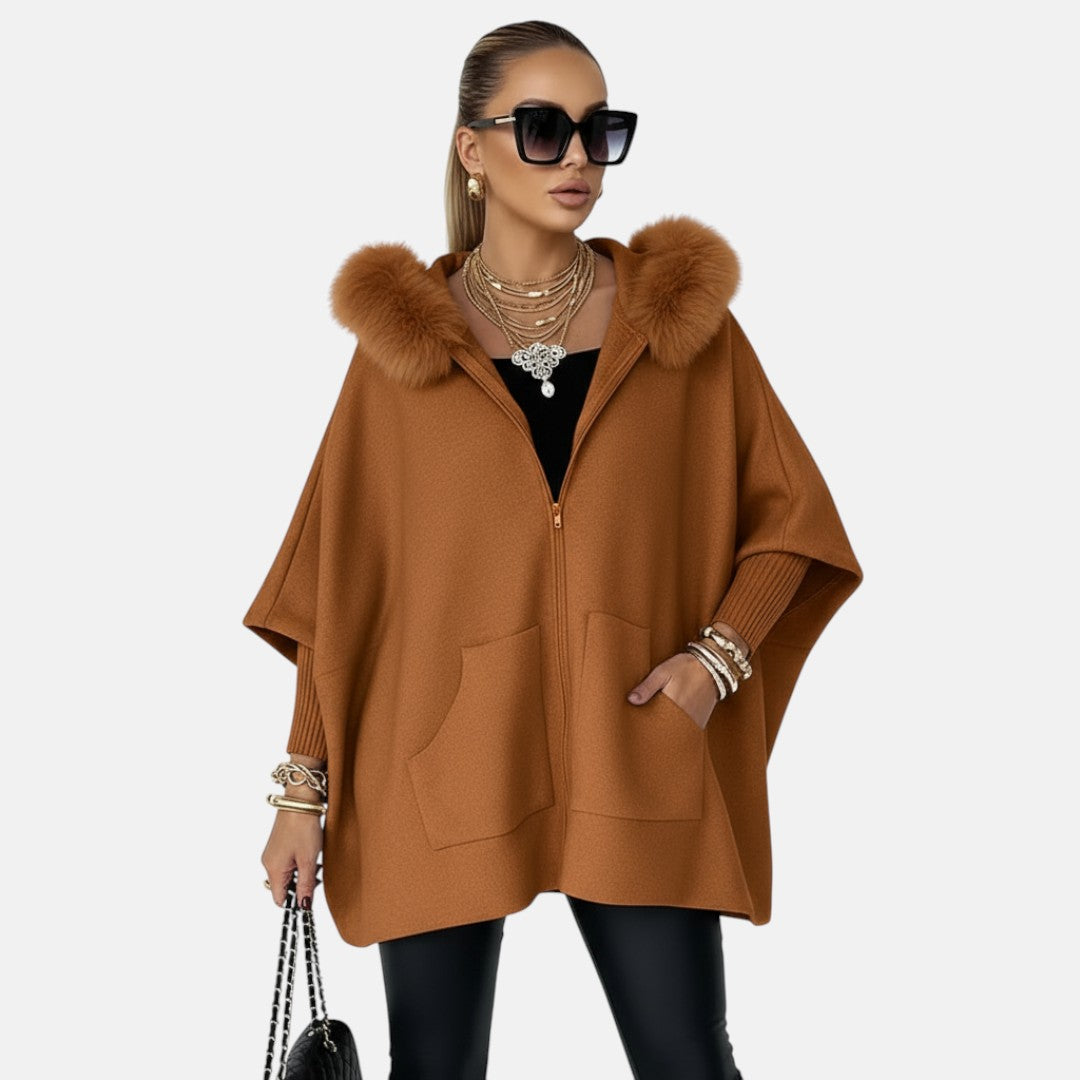 Selina - Freizeitsch jacket mit Kapuze und fellbesetztem Kragen