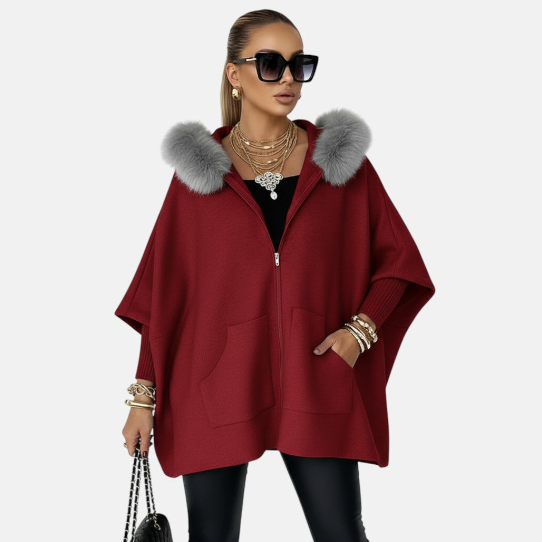 Selina - Freizeitsch jacket mit Kapuze und fellbesetztem Kragen