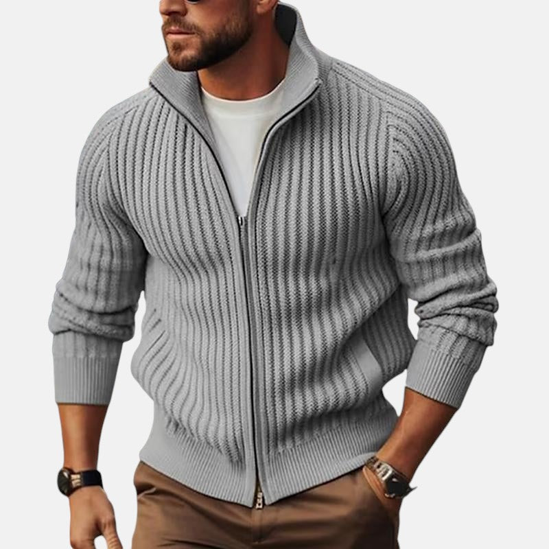 Javier | Strickjacke mit Reißverschluss und hohem Rippkragen