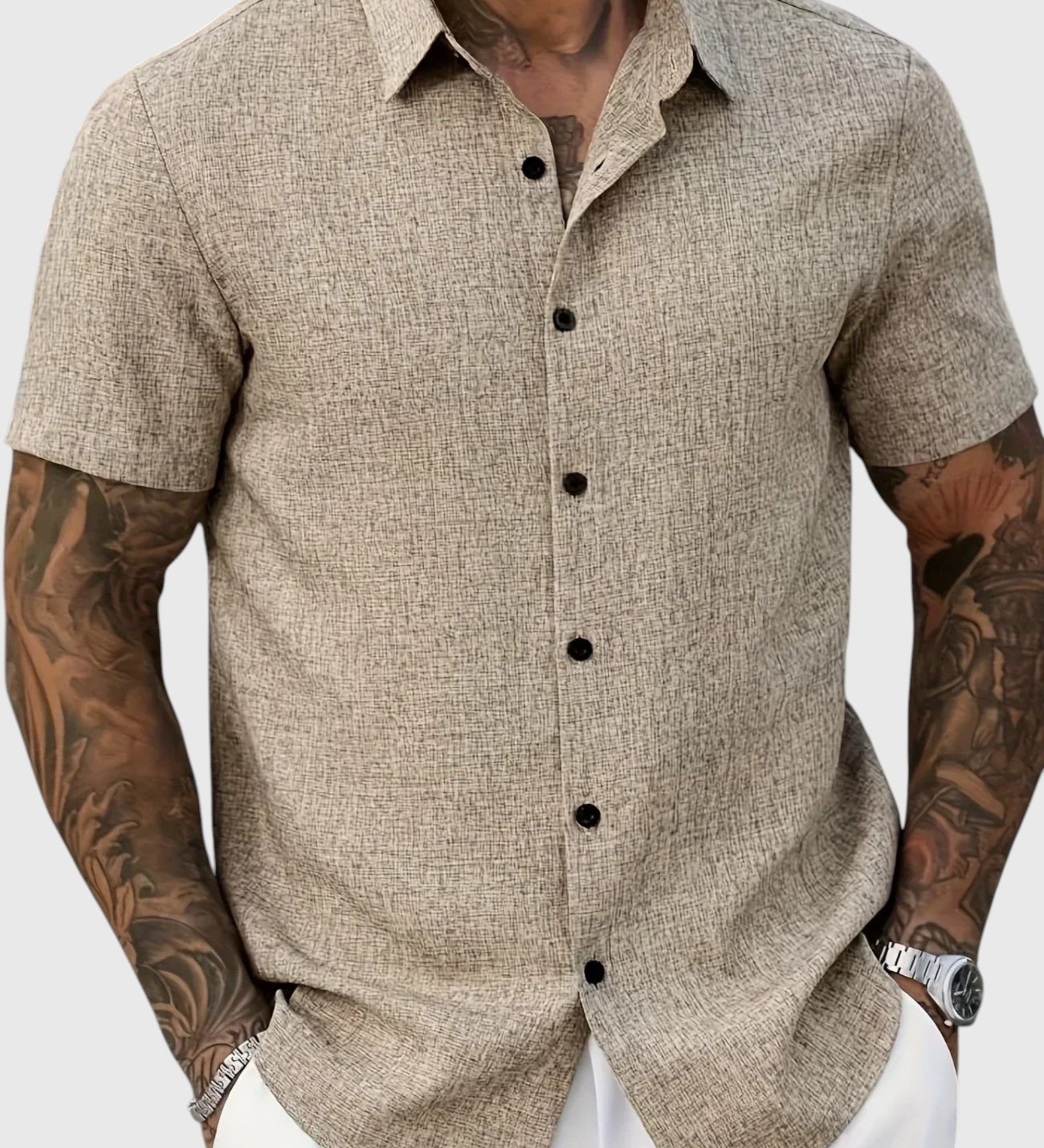 Santo | Leichte Kurzarmbluse aus Leinenmix