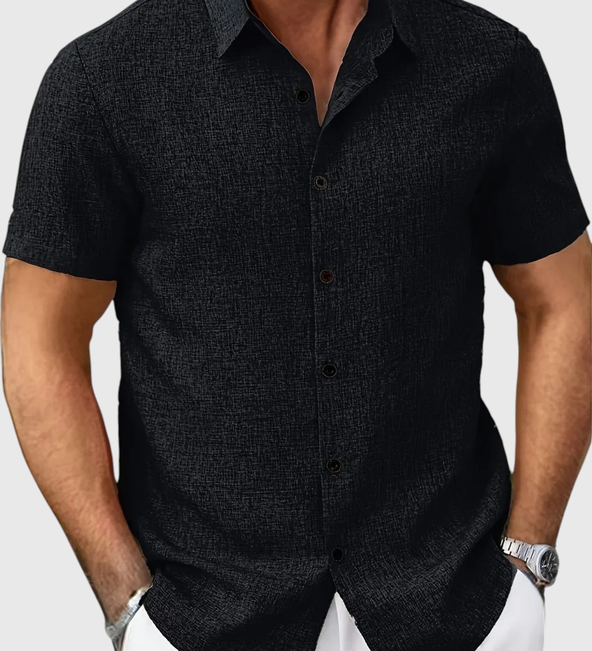 Santo | Leichte Kurzarmbluse aus Leinenmix